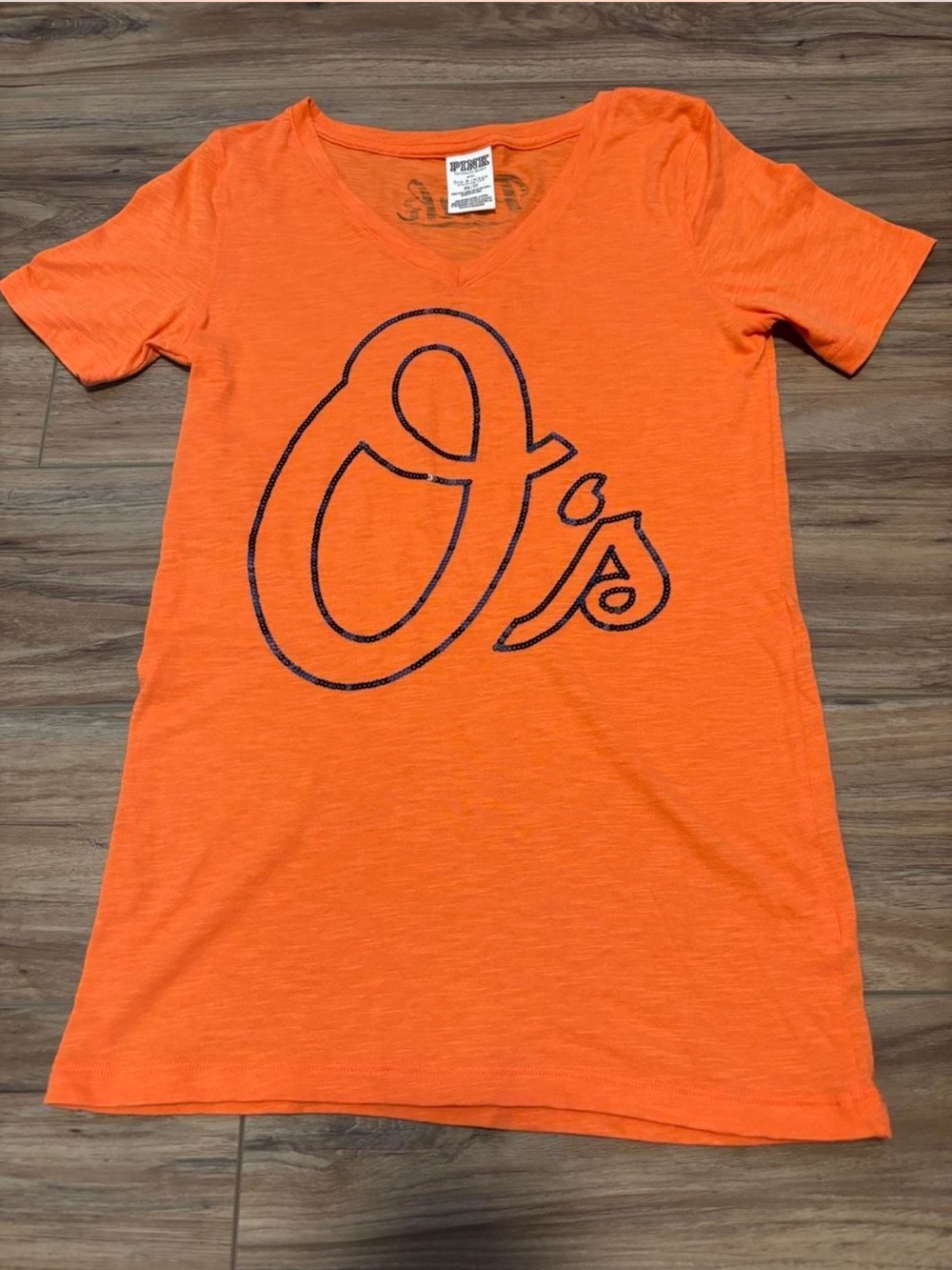 Victorias Secret PINK Baltimore Orioles v-neck tshirt with sequin detail size XS